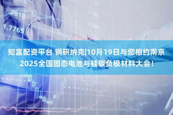 知富配资平台 钢研纳克|10月19日与您相约南京2025全国固态电池与硅碳负极材料大会！