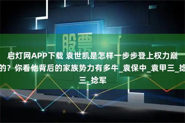 启灯网APP下载 袁世凯是怎样一步步登上权力巅峰的？你看他背后的家族势力有多牛_袁保中_袁甲三_捻军