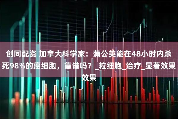 创同配资 加拿大科学家：蒲公英能在48小时内杀死98%的癌细胞，靠谱吗？_粒细胞_治疗_显著效果